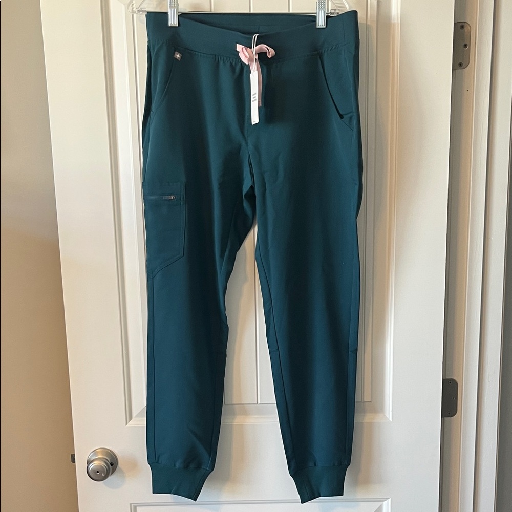 Figs Kids Teal Joggers with Pink Drawstring